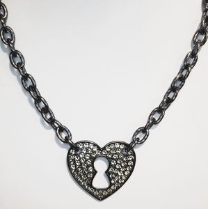 Guess heart key hole rhinestone necklace